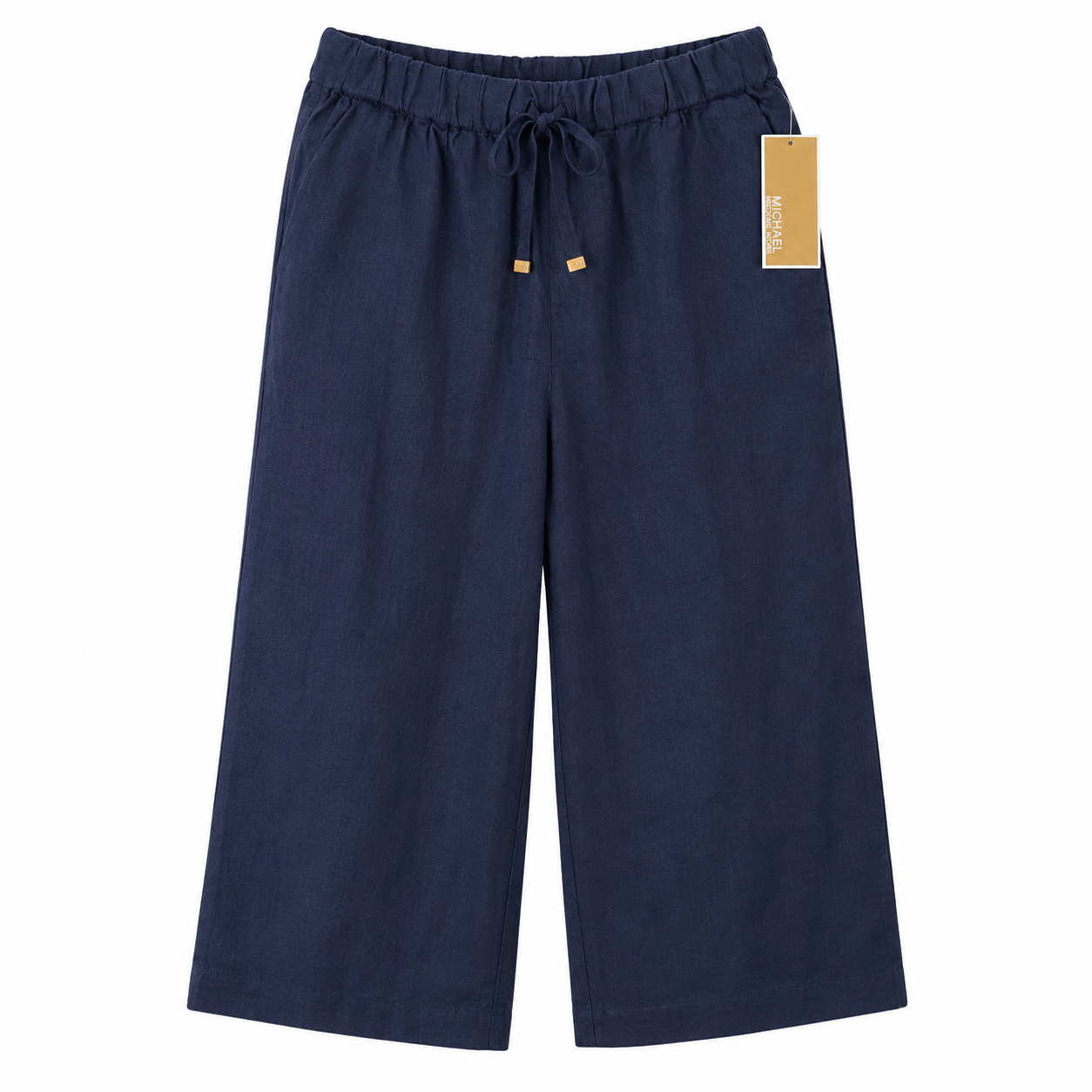 MICHAEL KORS-Casual wide leg pants and cropped cut (capri style) in navy blue