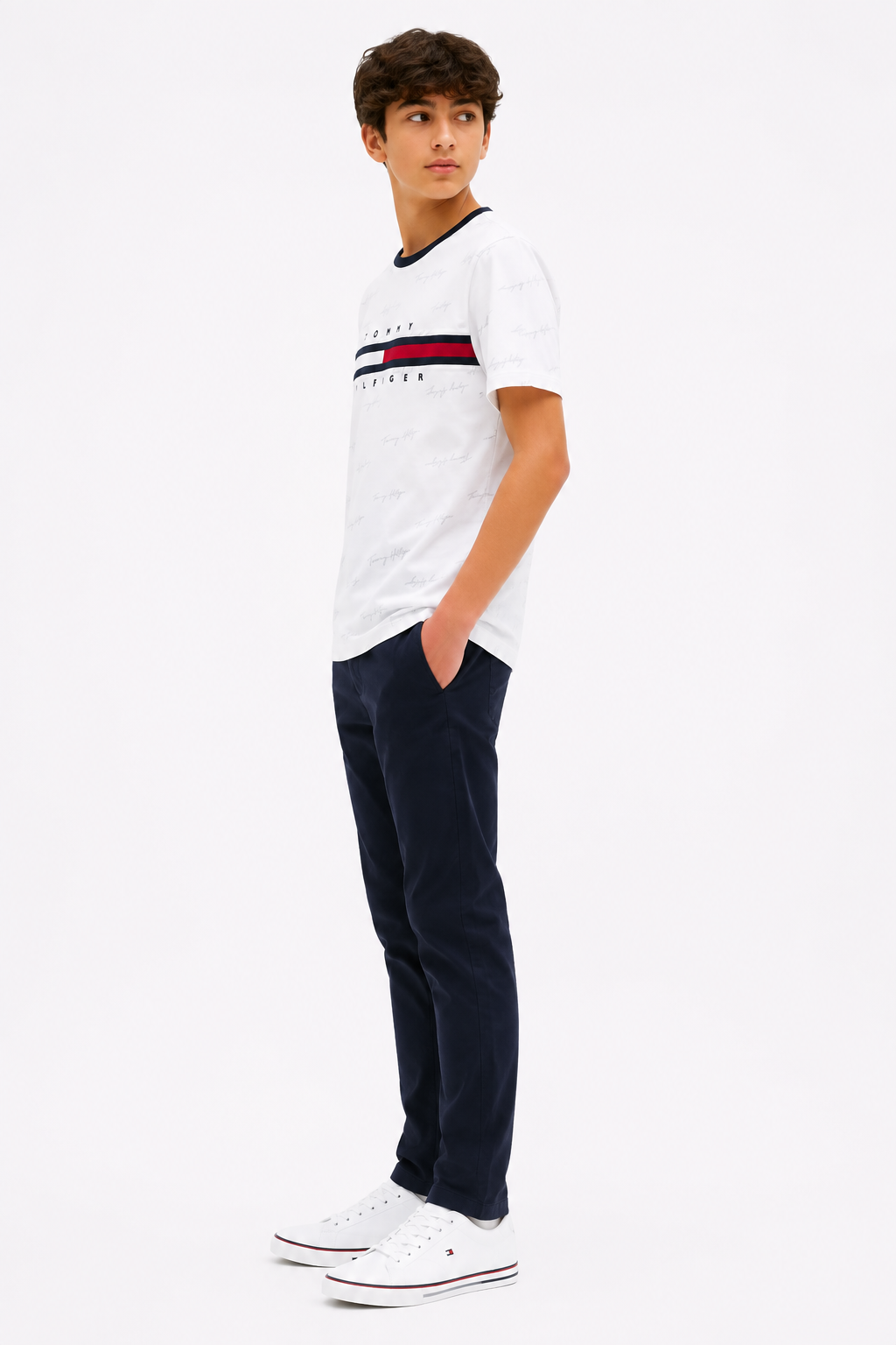 Tommy Hilfiger -Kids' Signature Flag Stripe Logo T-Shirt