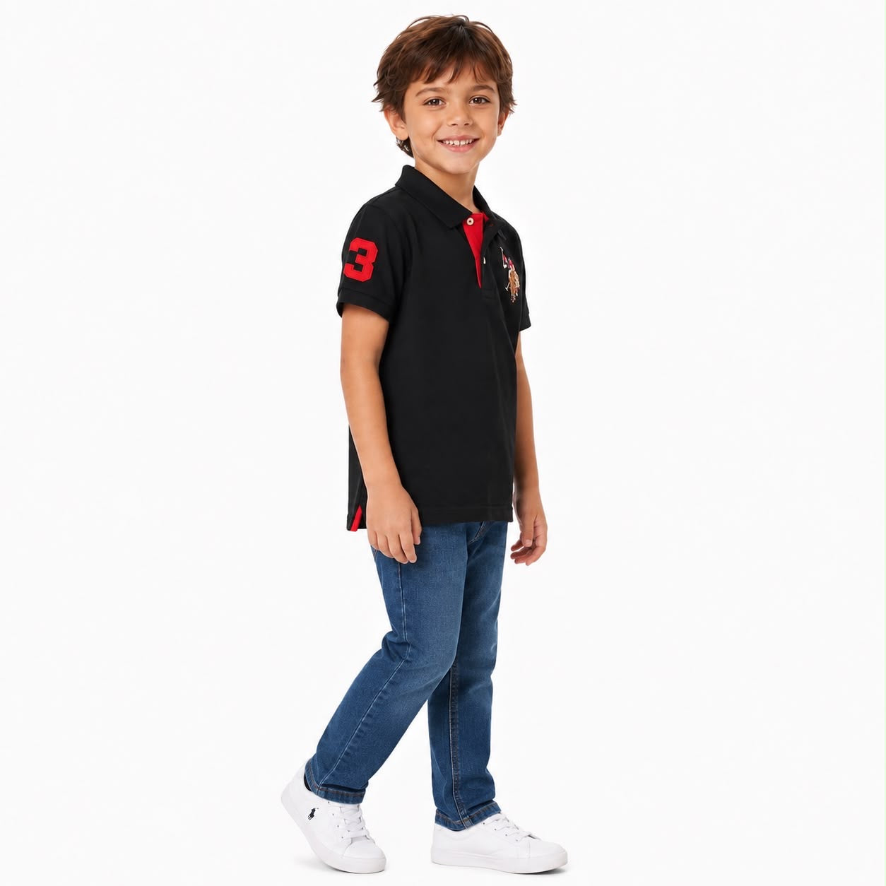 Us Polo Assn Classic black pique polo shirt Boys