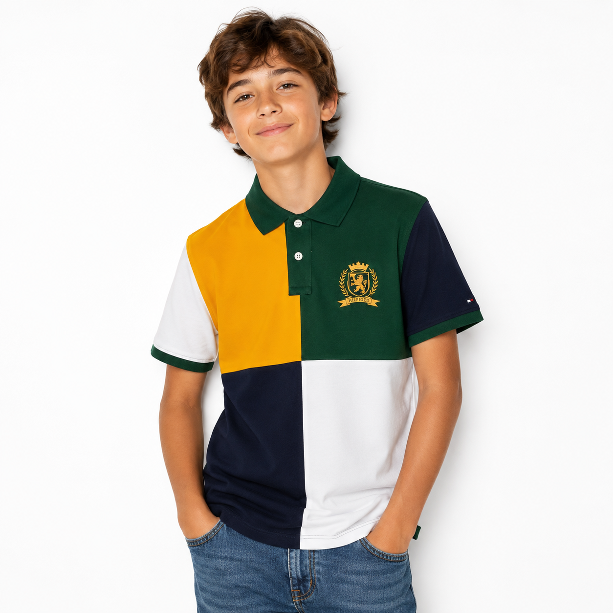 Tommy Hilfiger Kids' Colorblock Crest Logo Polo
