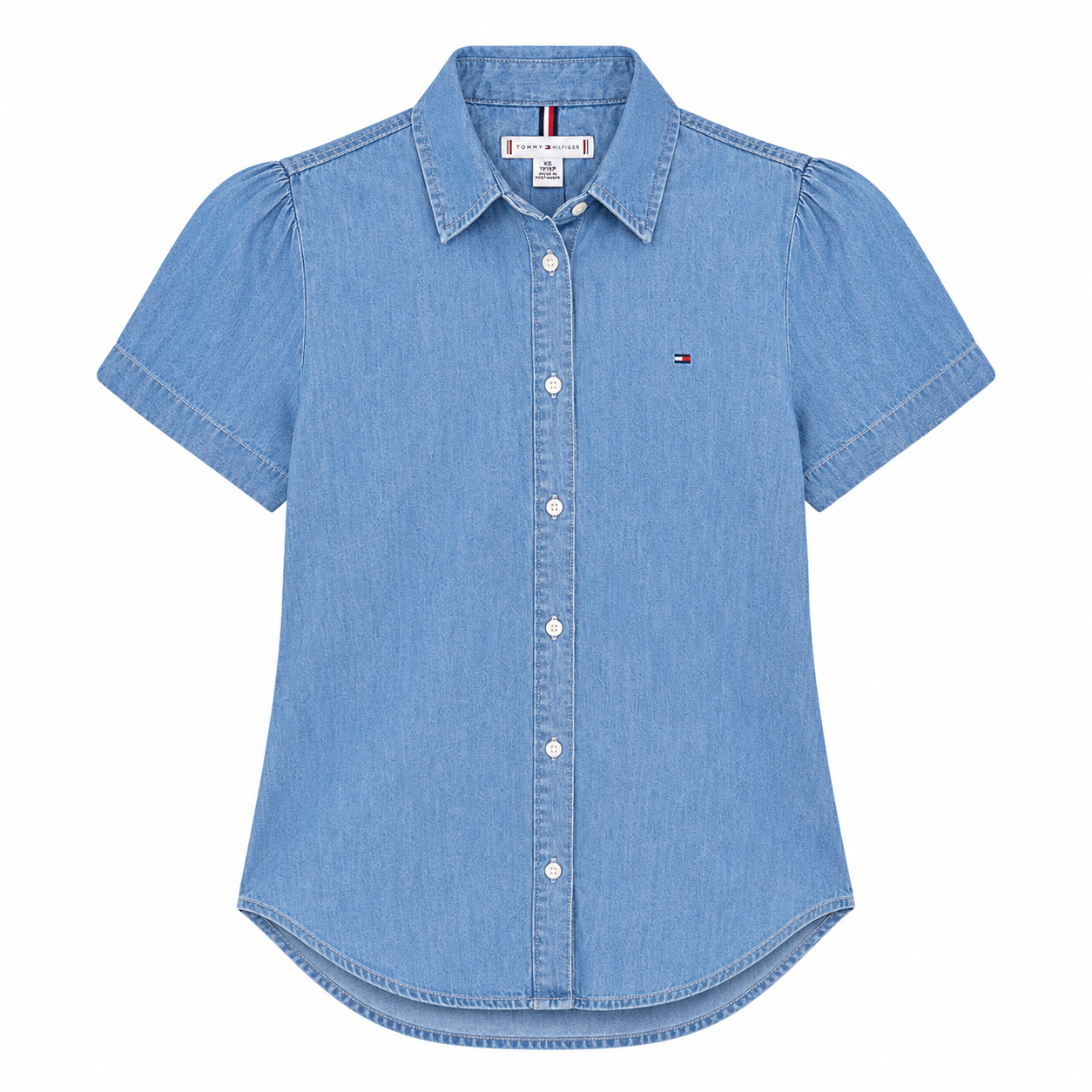 Tommy Hilfiger-Chambray Puff-Sleeve Shirt