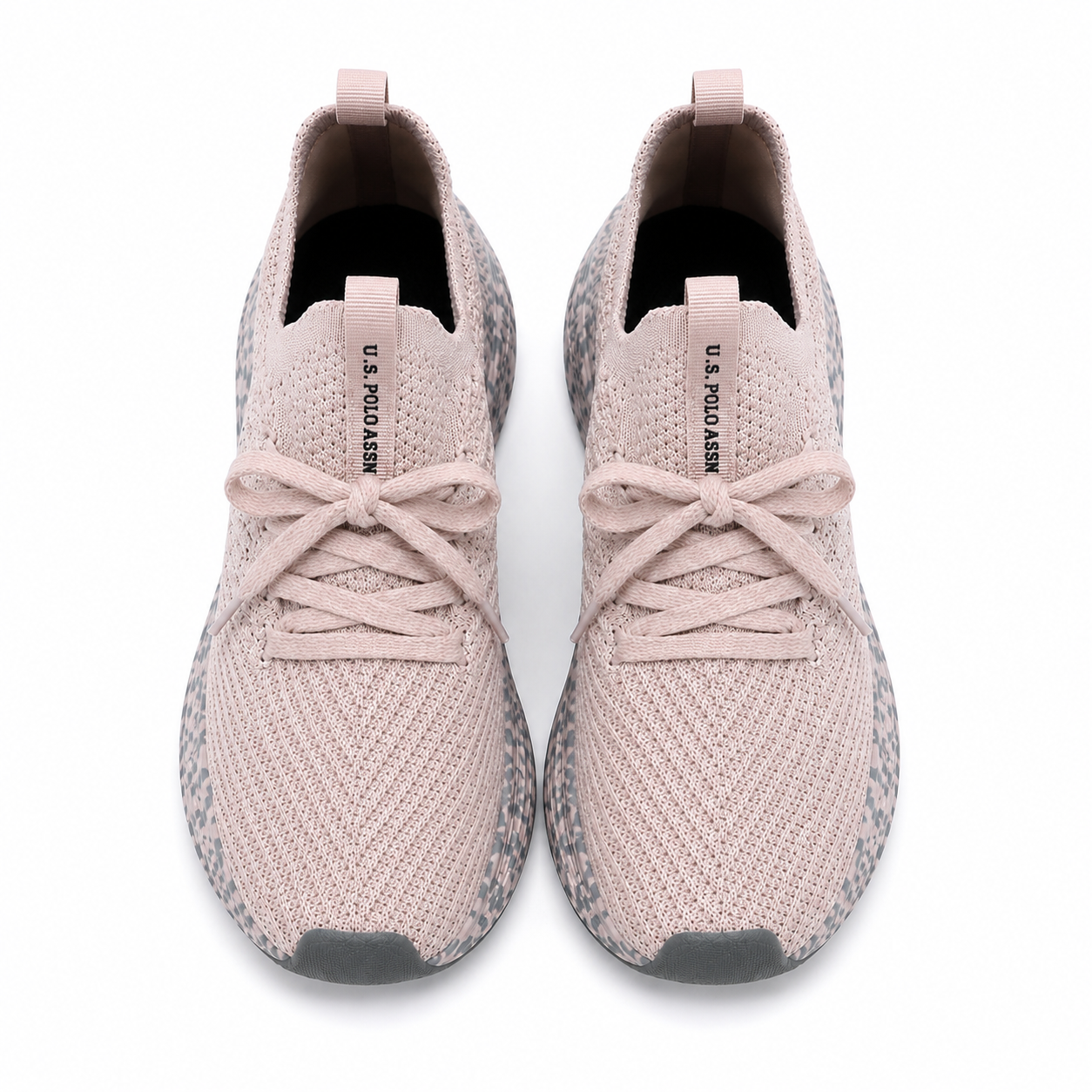 U.S Polo Assn Women's sneakers in pink with a knitted design and textured sole