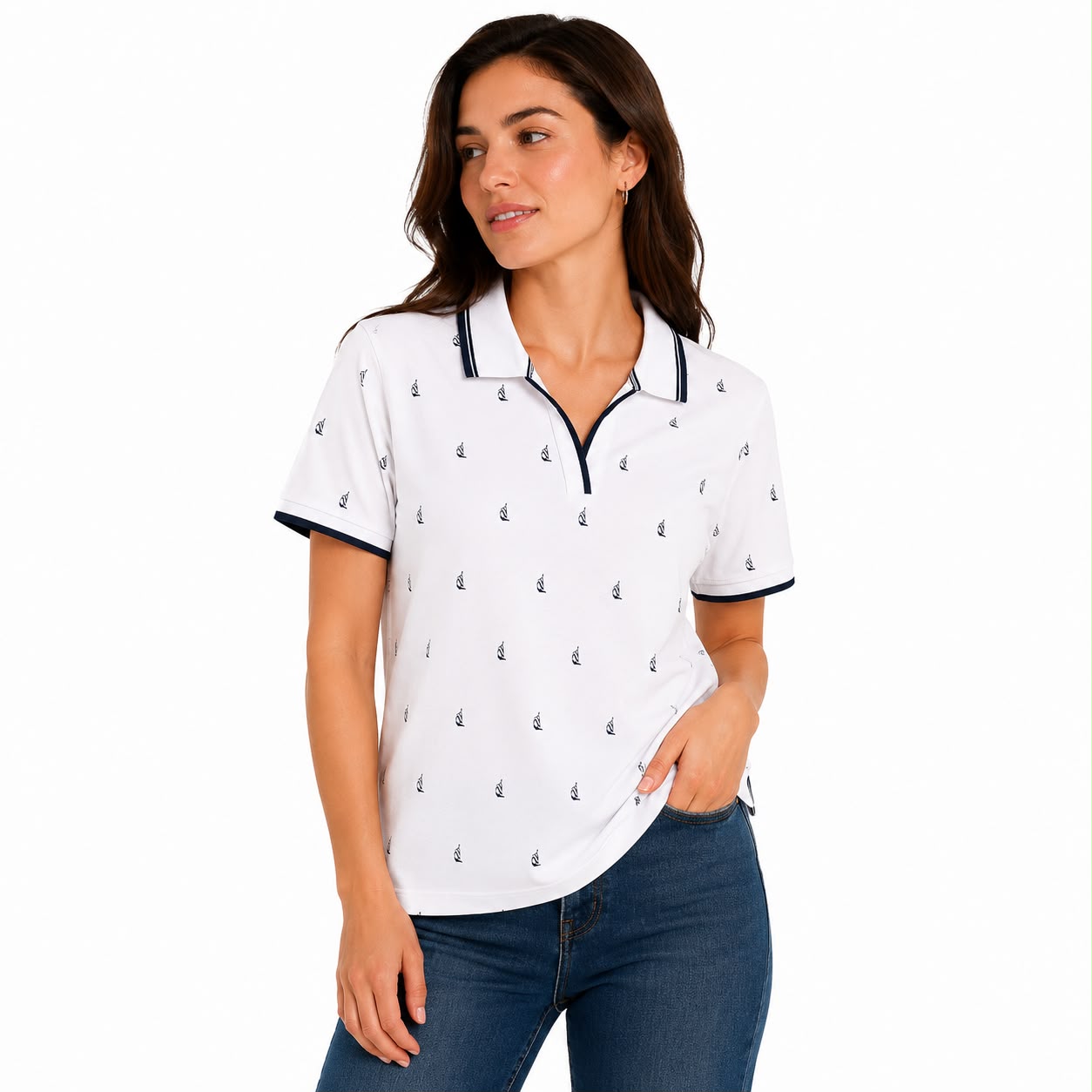 Nautica Printed Split-Neck