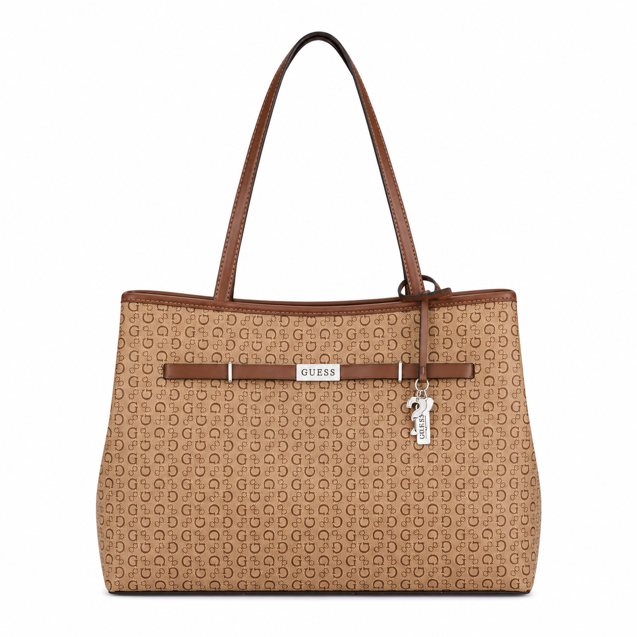 Guess Angelica Brown Women’s Snap Button Printed Shoulder Bag