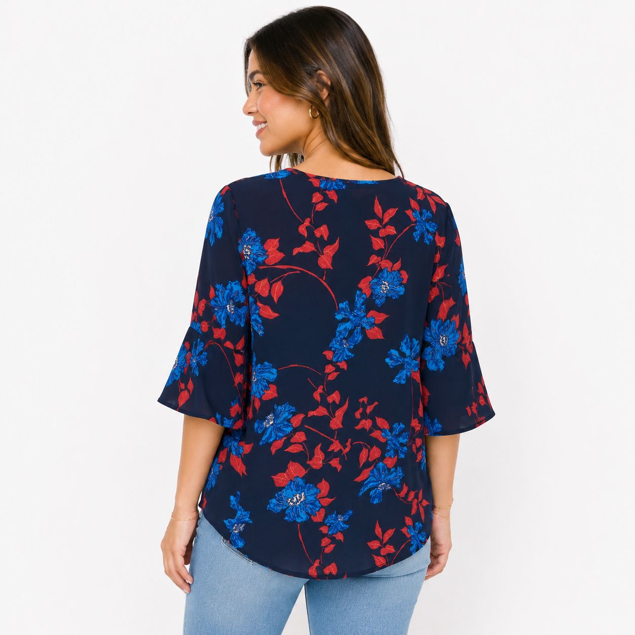 Cure Maternity Floral Print Split-Neck Top