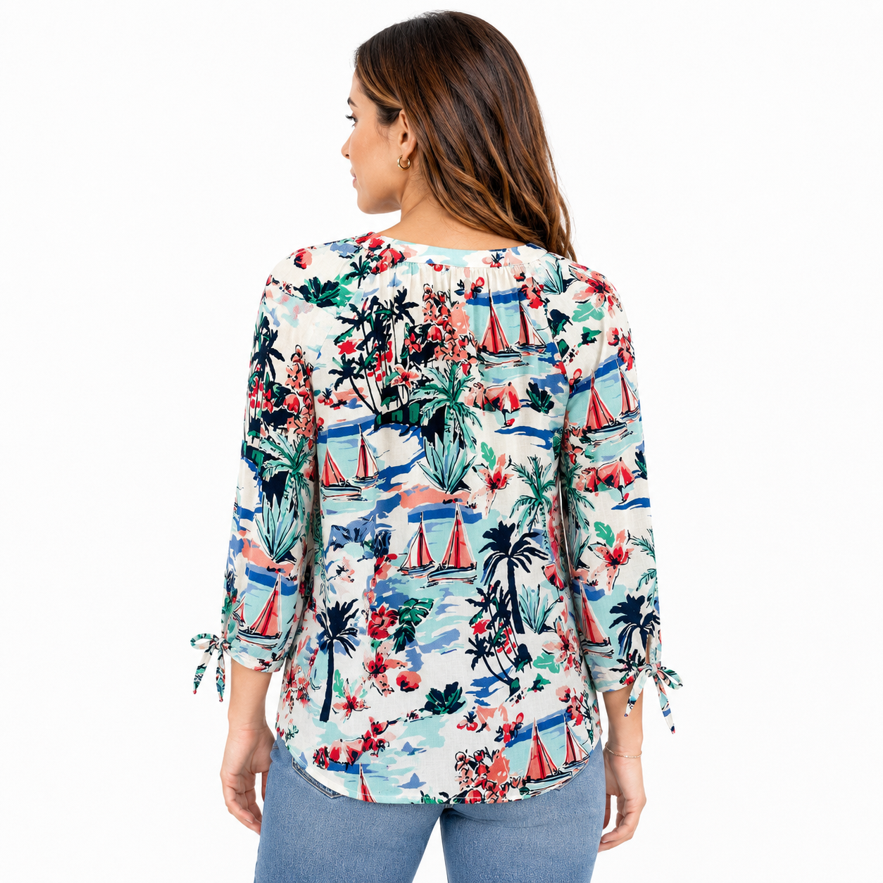Jones New York blouse has a tropical print Women’s