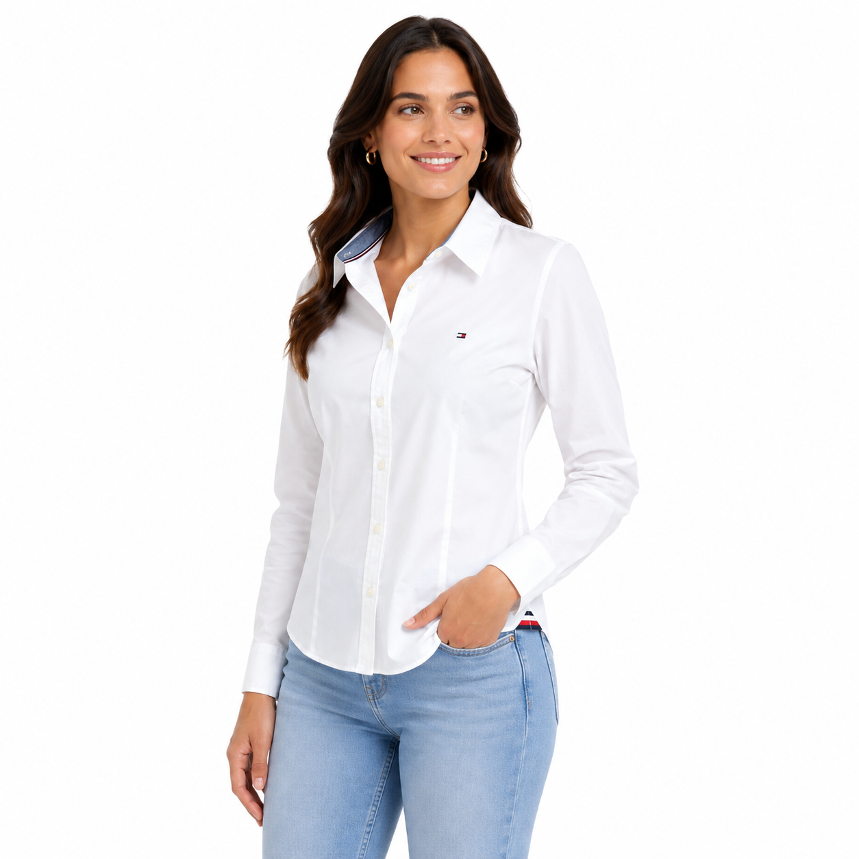 Tommy Hilfiger womens ROLL TAB SHIRT - SOLID Button Down Shirt
