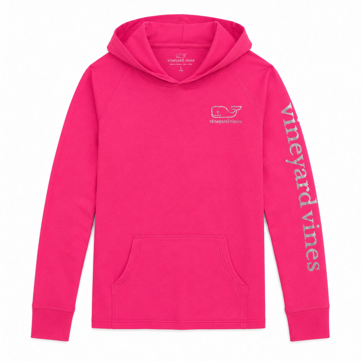 Vineyard Vines Girls Solid Foil Whale Hoodie in Tee