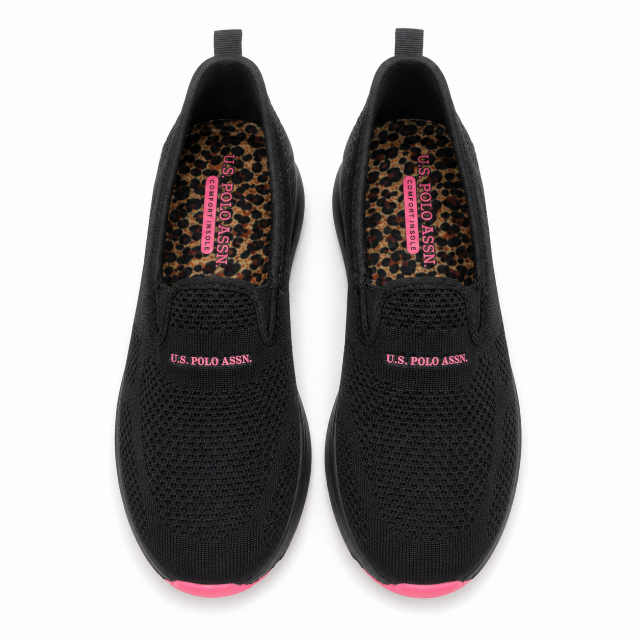Us Polo Assn Women's sneakers from the brand in black with pink details.