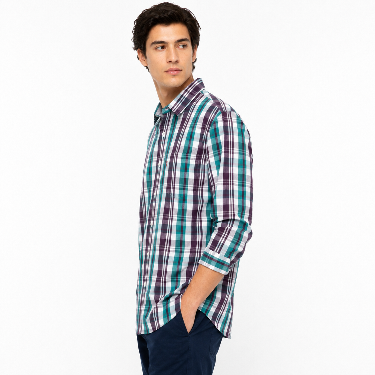 Levi’s Checkered long sleeve casual shirt in green tones