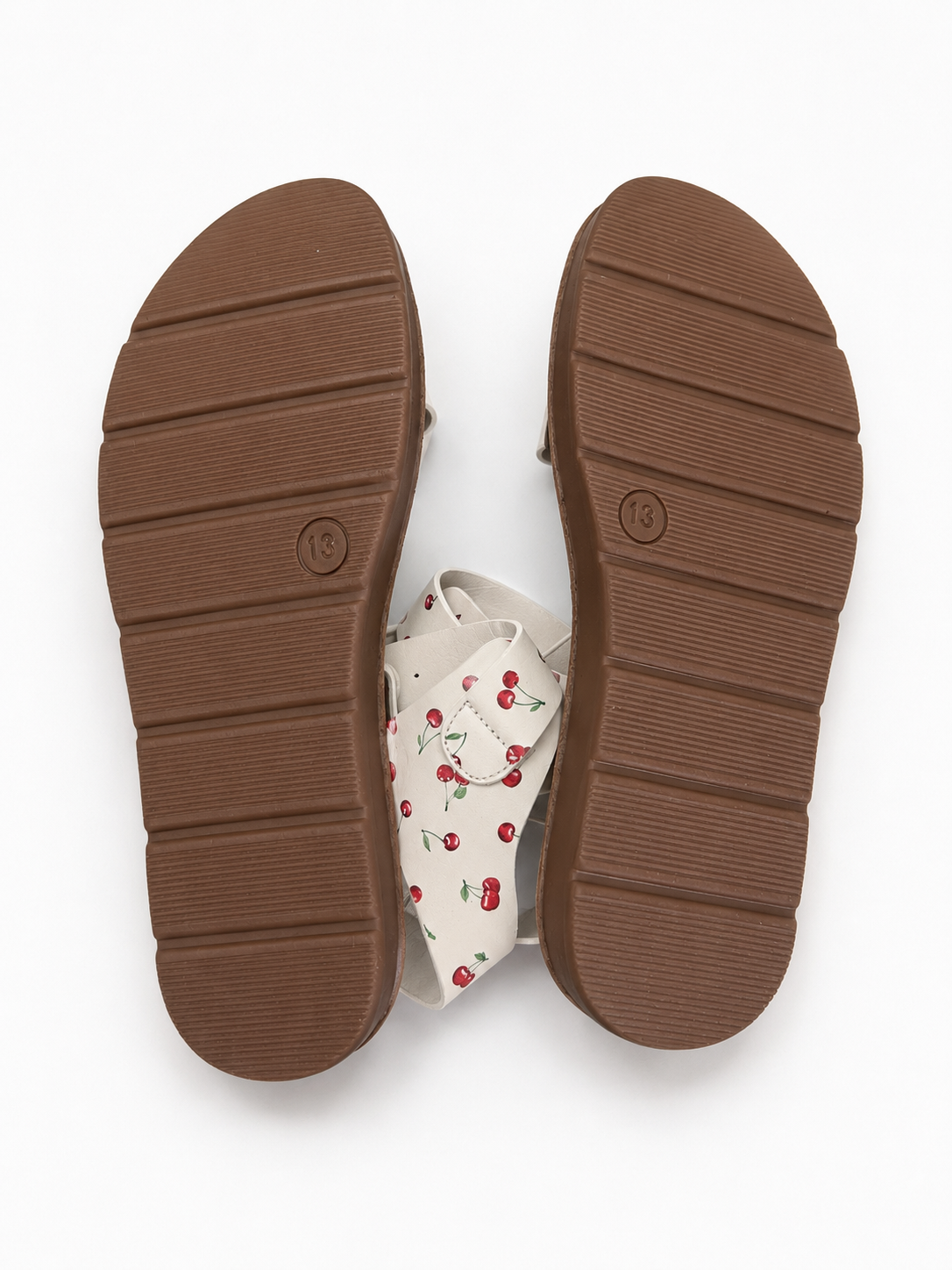 Madden Girl white cherry print sandals and adjustable ankle straps
