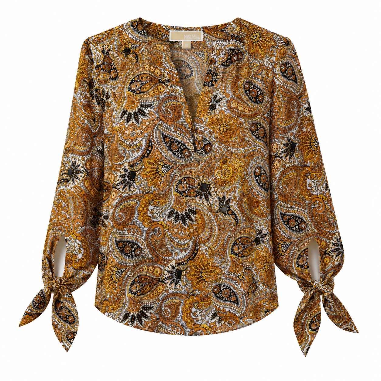 Michael Kors blouse with Paisley print in brown and yellow tones