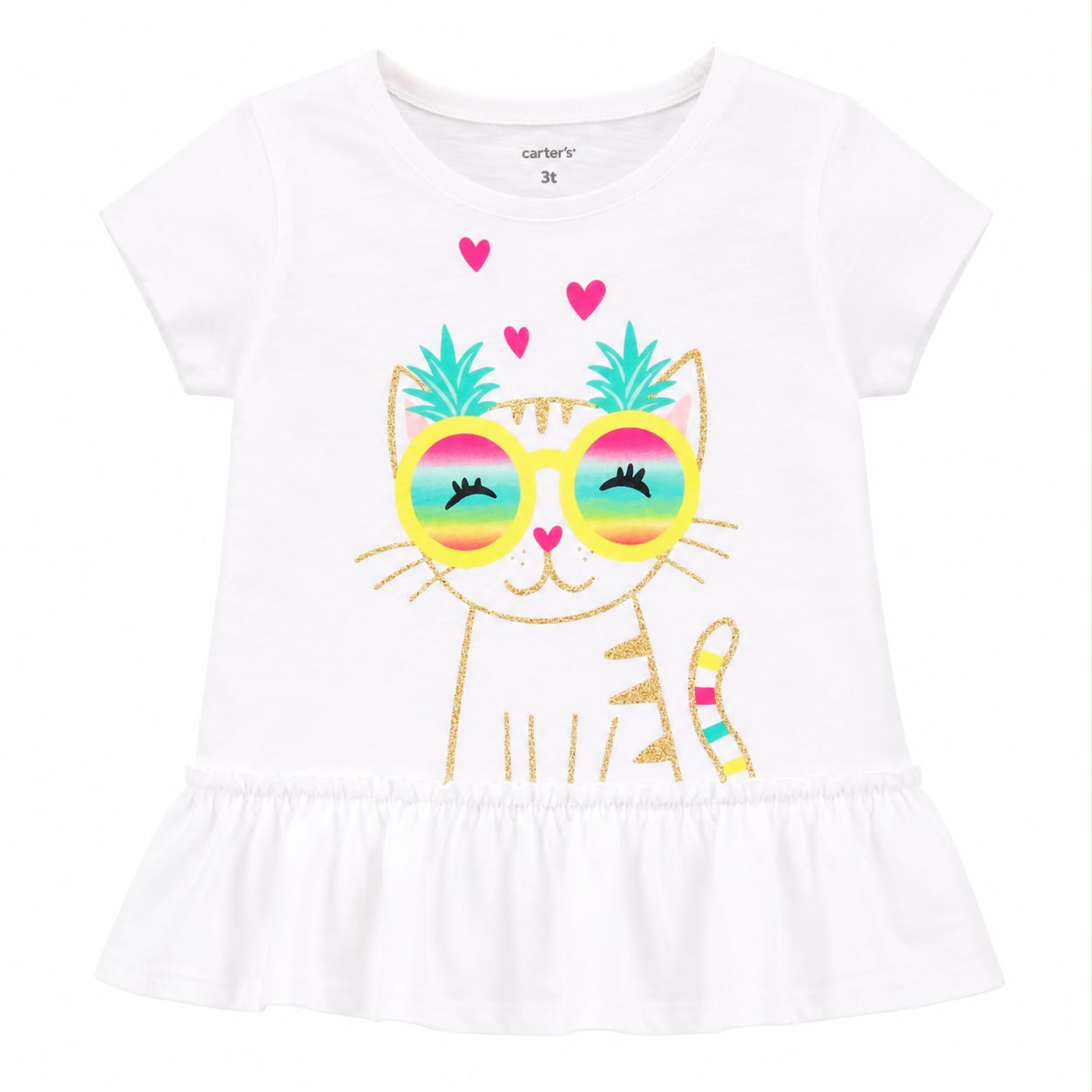 Carter’s Kitty Ruffle Slub Tee - Toddler Girl