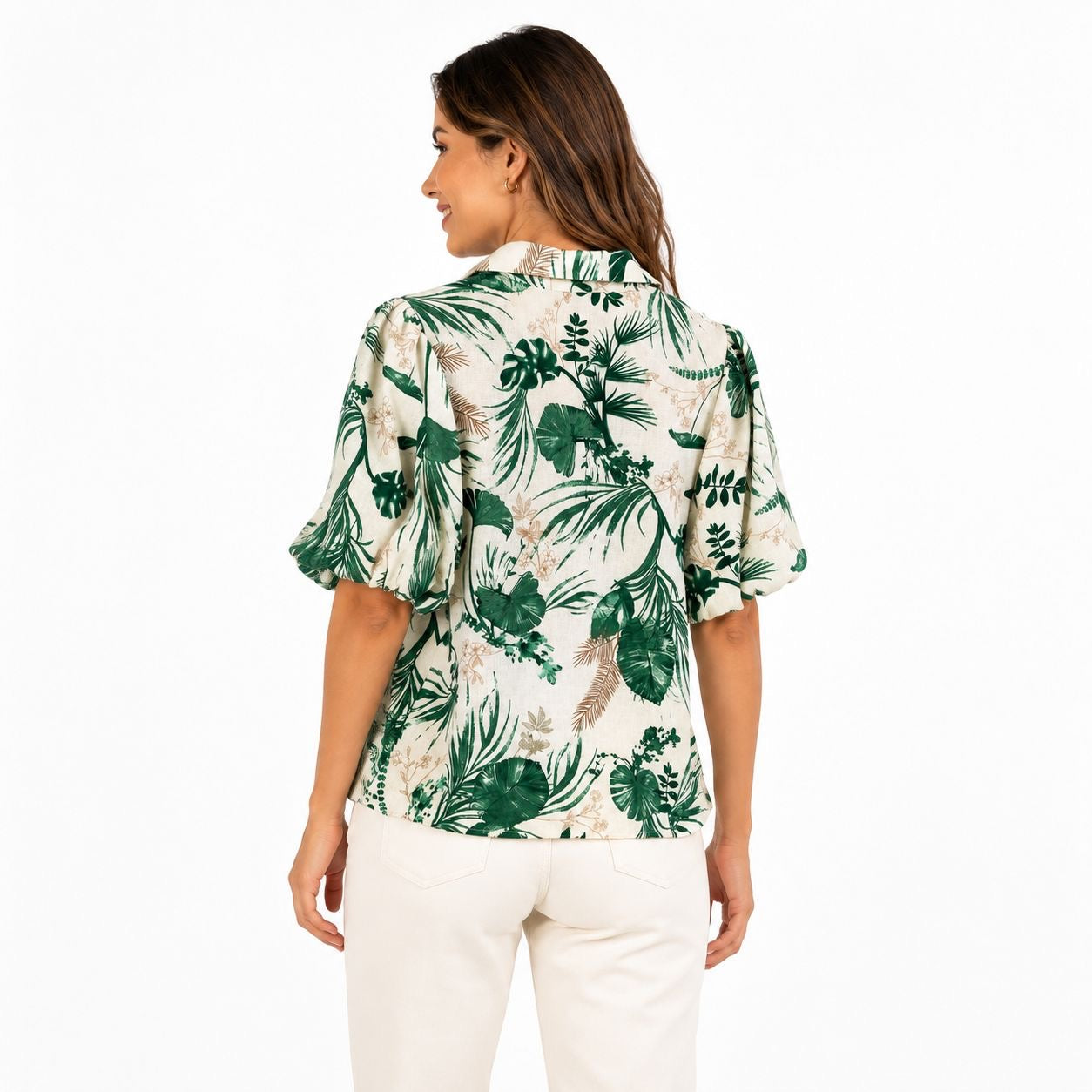 Chenault Shirt blouse with a vibrant tropical print