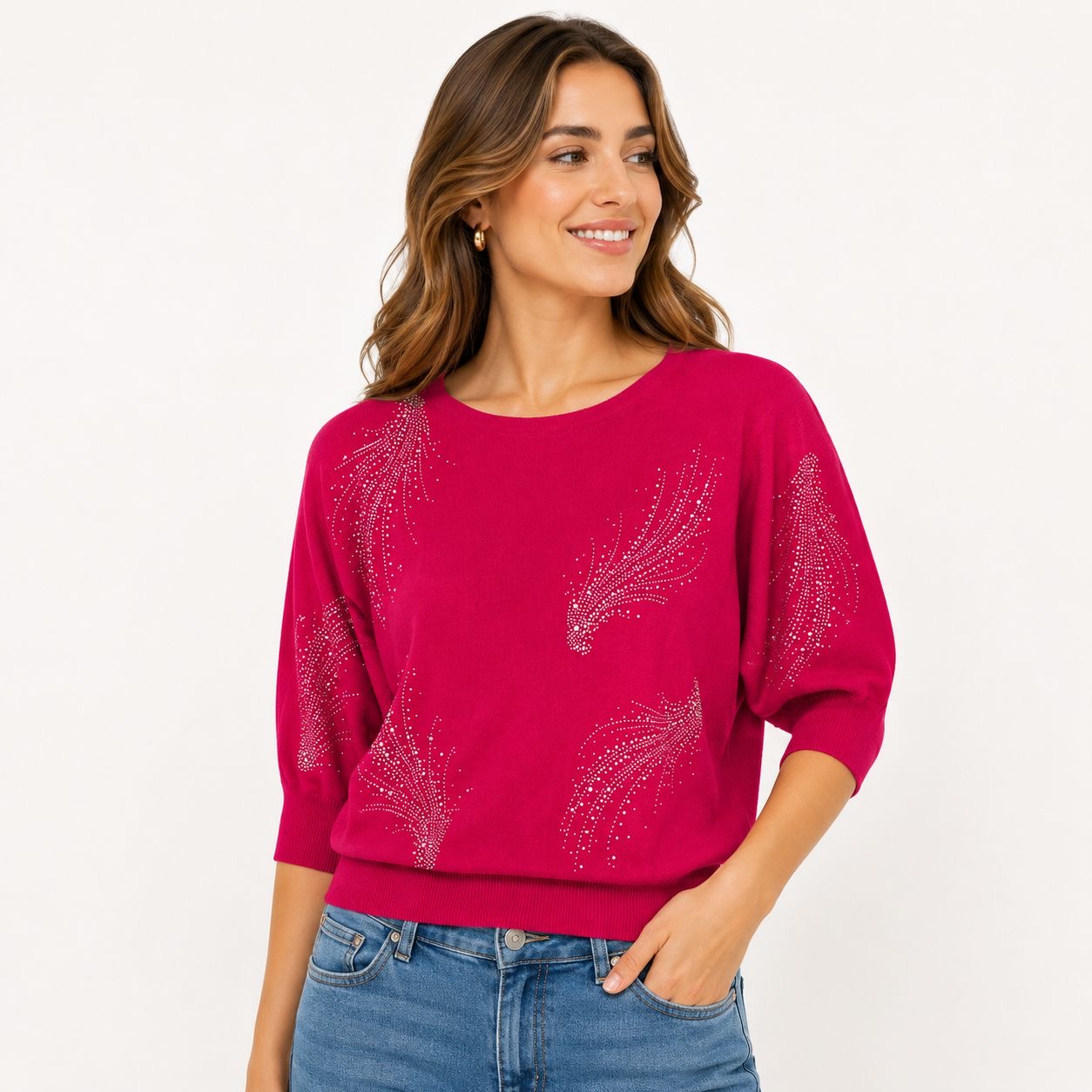 Love Scarlett knitted sweater in fuchsia color or "goji berry