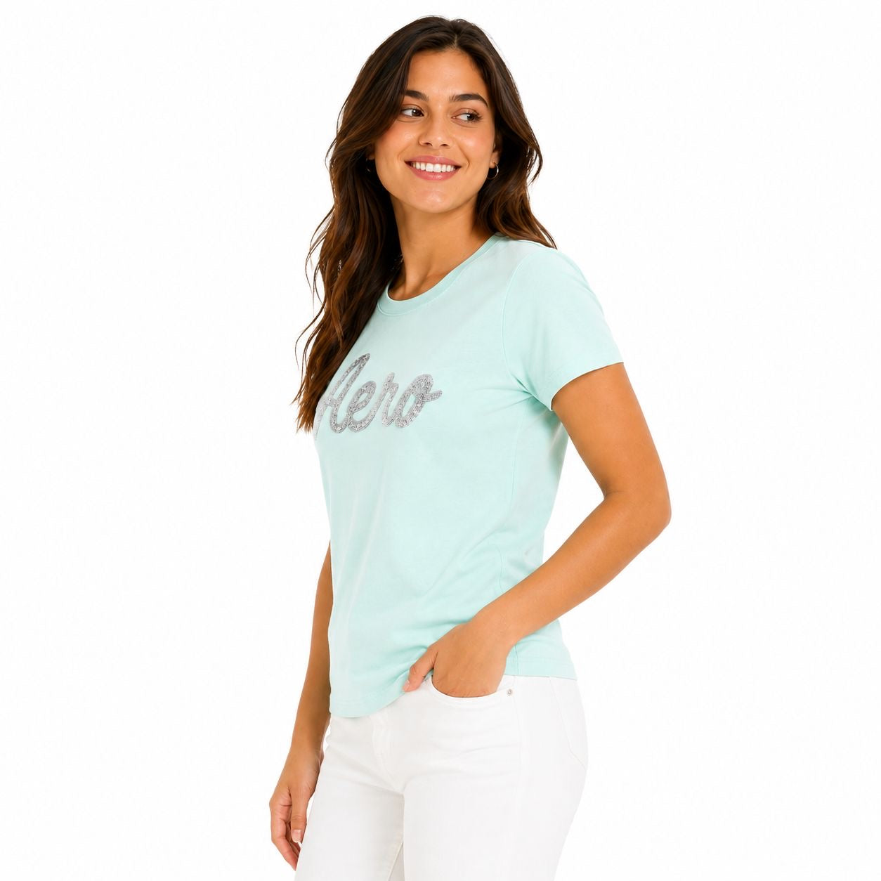 Aero Script Sequin Graphic Tee Women’s