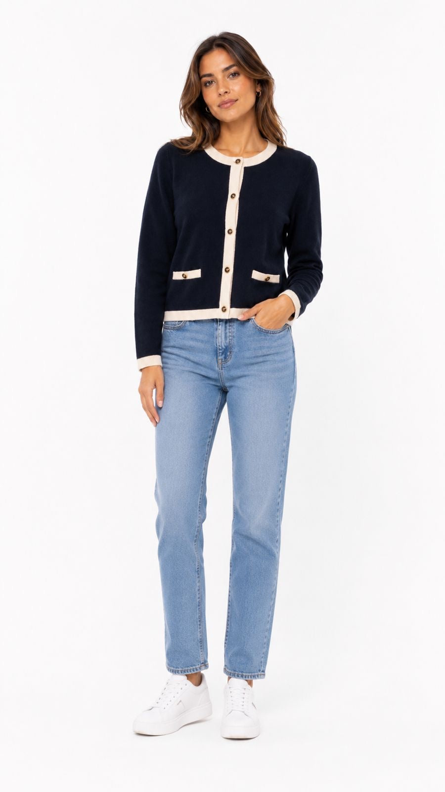 French Connection-Women's Fine Gauge Lightweight Framed Cardigan Sweater