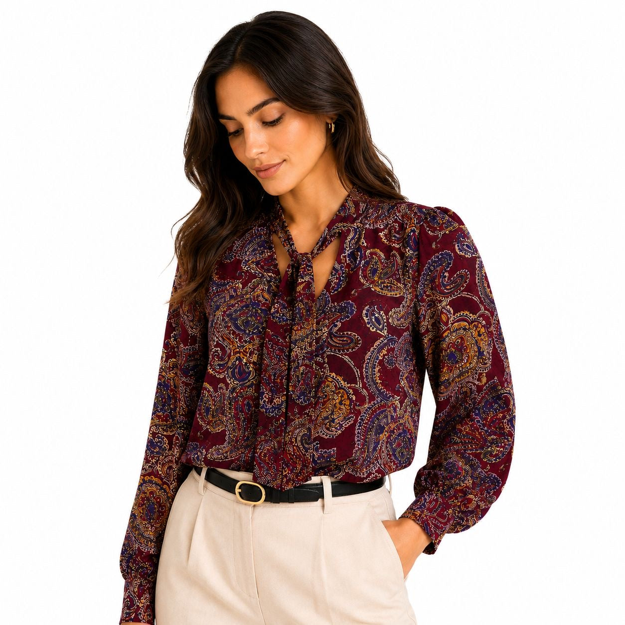 Ralph Lauren Women's Tie Neck Shirt