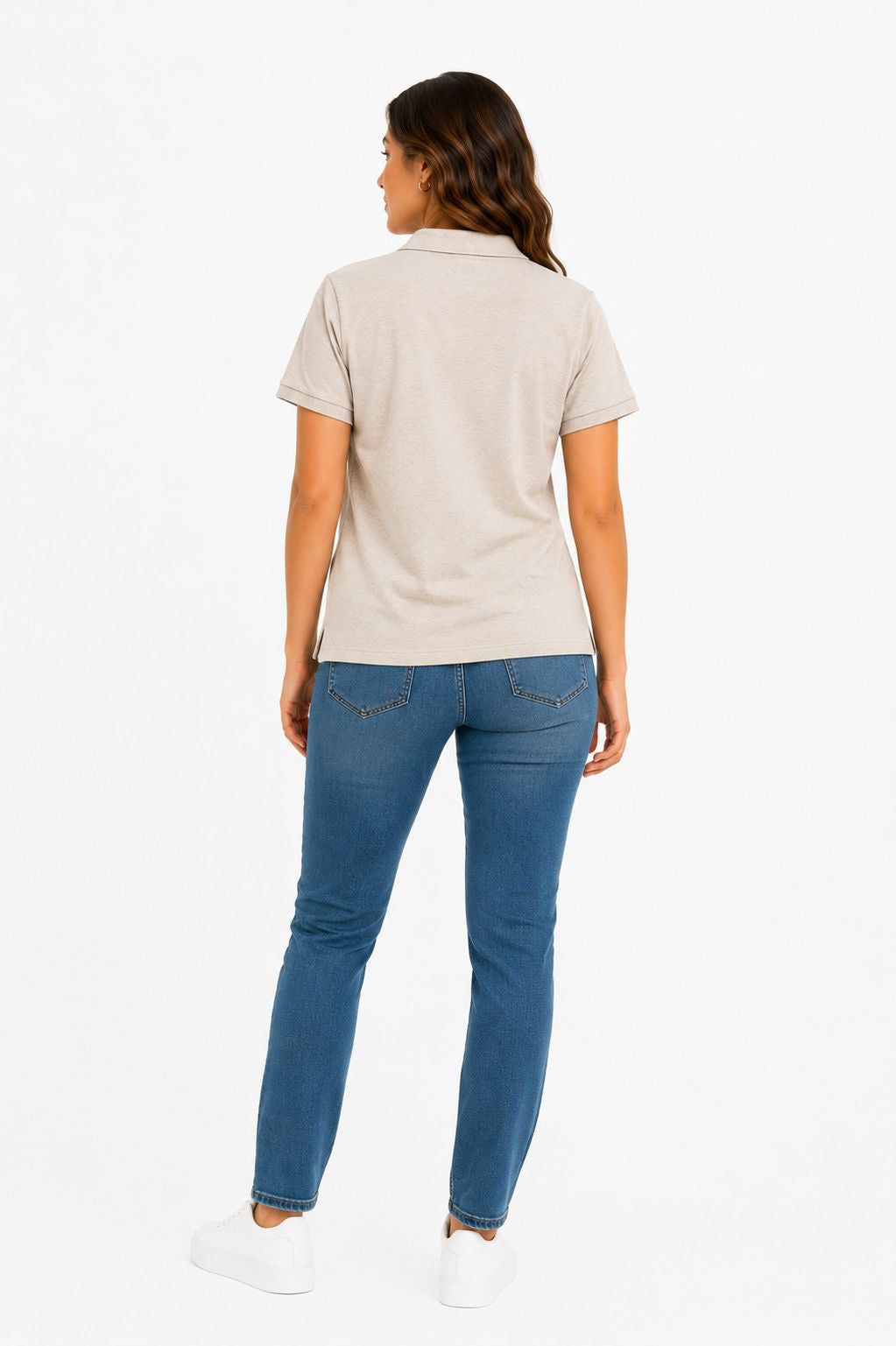 Calvin Klein women's white piqué short-sleeved polo shirt