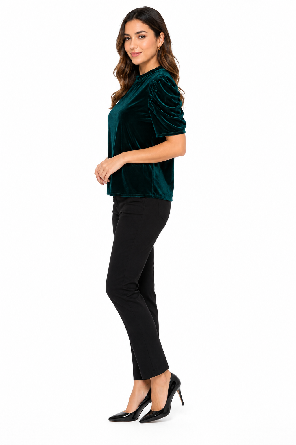 CECE-Green velvet blouse from the CeCe brand