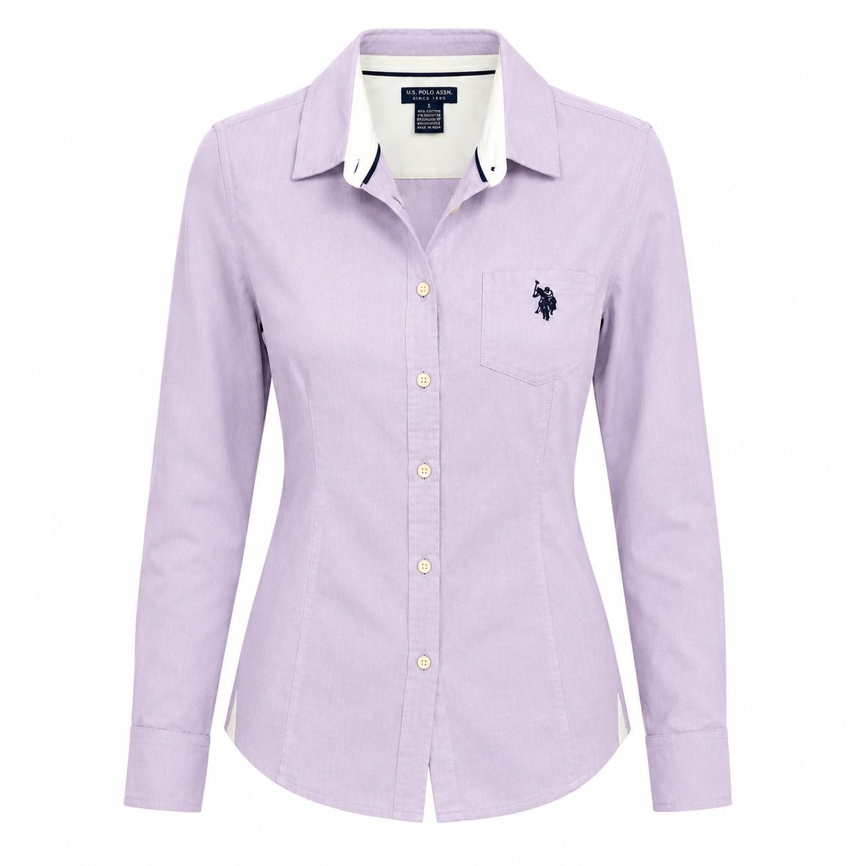 U.S. Polo Assn. tonal Oxford shirt features a contrasting pointed collar