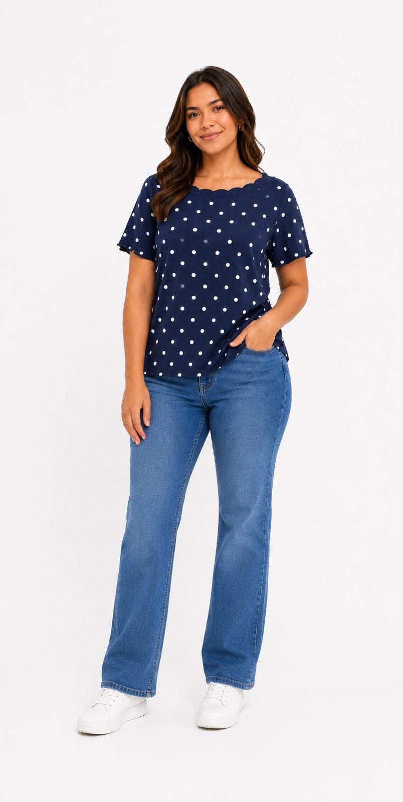 Karen Scott Polka Dot Short-Sleeve Top
