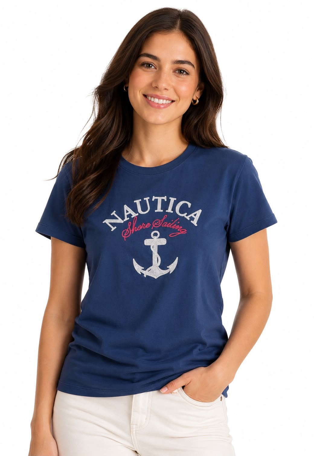 NAUTICA-Navy Blue Short Sleeve Graphic T-Shirt