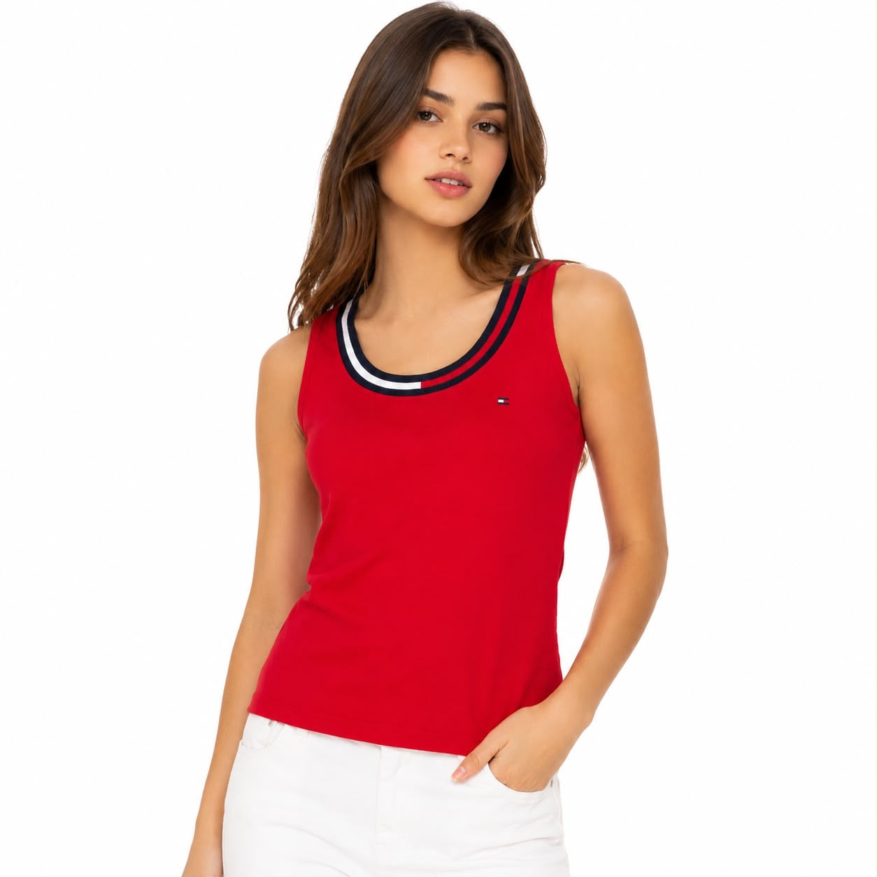 Tommy Hilfiger Women's Striped V-Neck Short-Sleeve T-Shirt