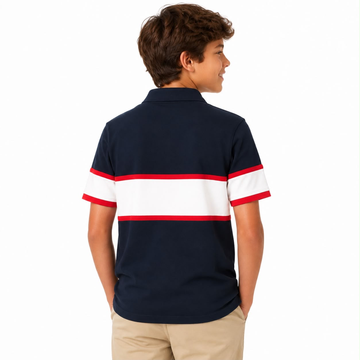 Tommy Hilfiger Kids Sky Captain Color Block Regular Fit Polo T-Shirt