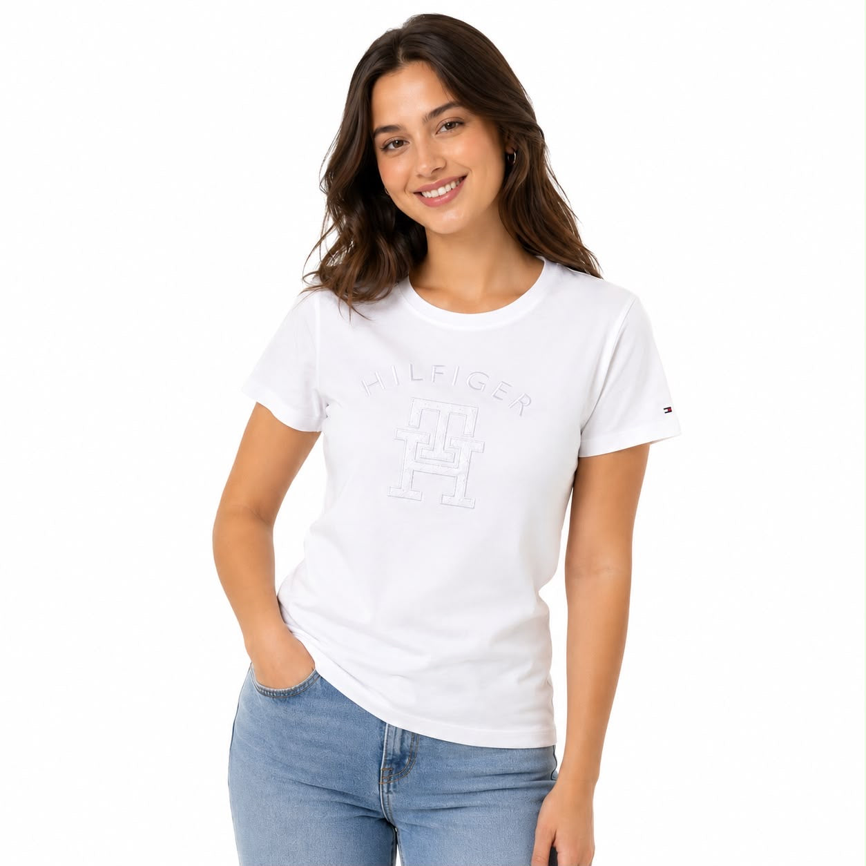 Tommy Hilfiger-Embroidered Tonal Monogram Logo T-Shirt