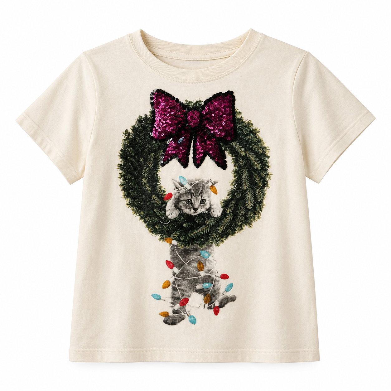 Old Navy girls' Christmas cat graphic t-shirt