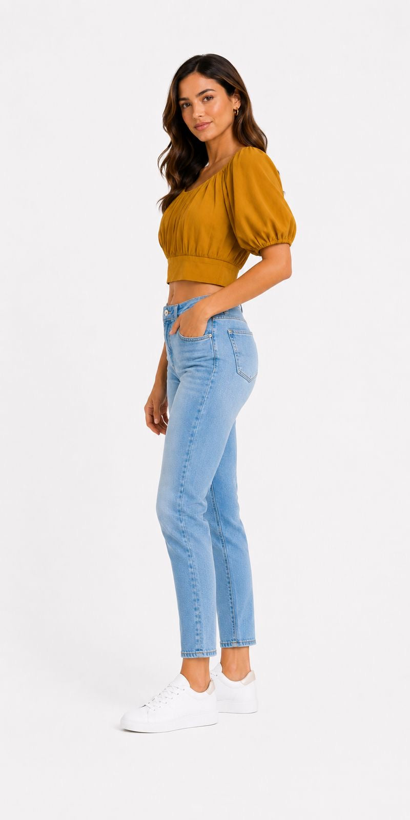 MIlK &HONEY-Mustard yellow blouse with puffy sleeves and folds