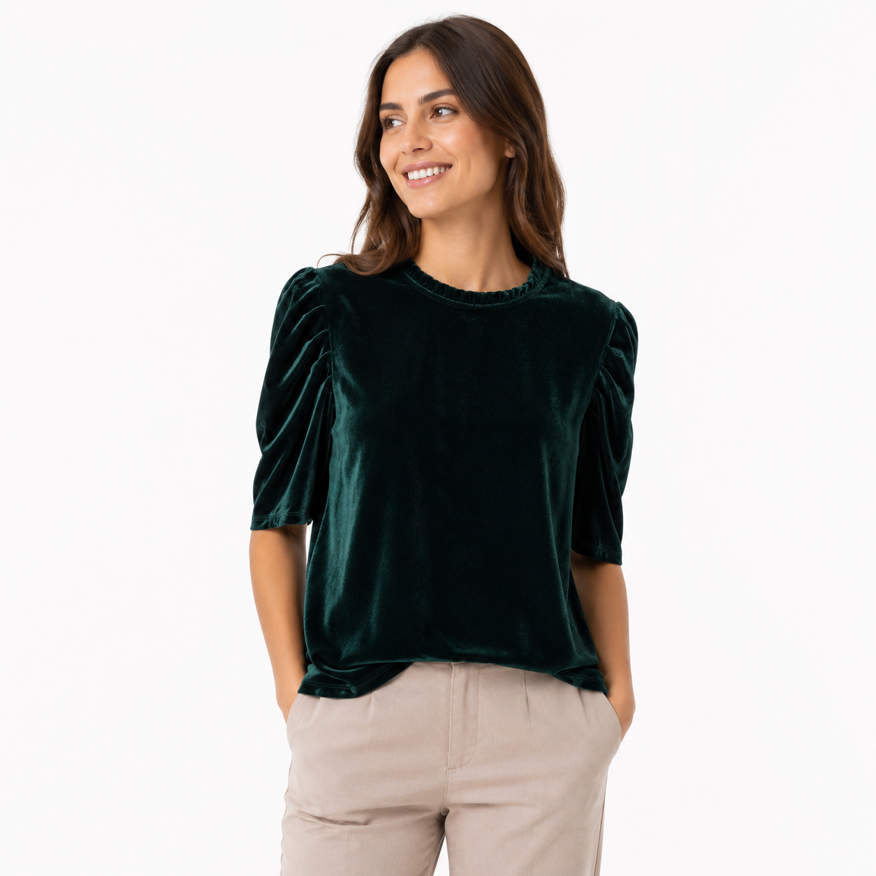 CeCe emerald green velvet blouse Women’s
