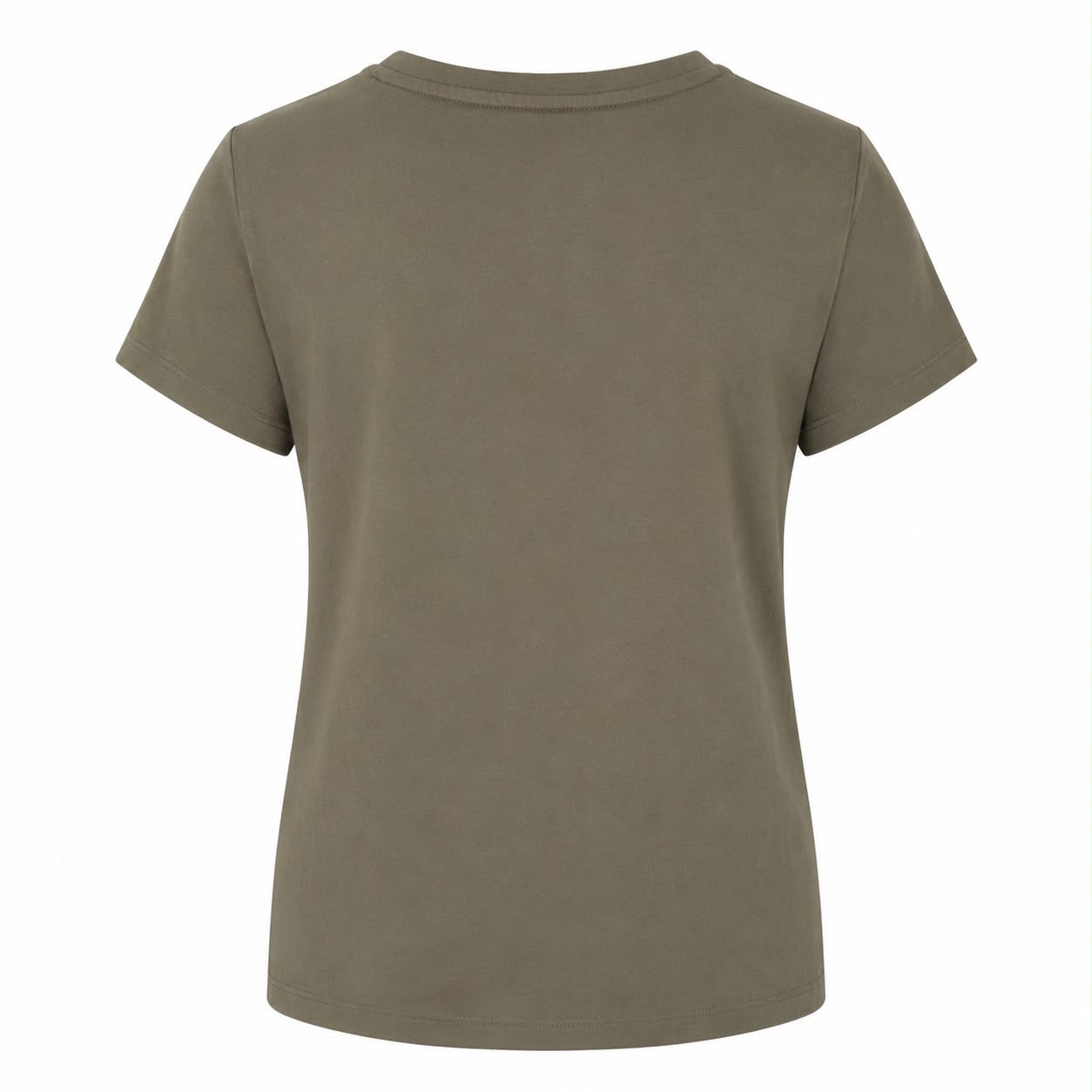 Calvin Klein olive green t-shirt presents a classic V-neck design Women’s