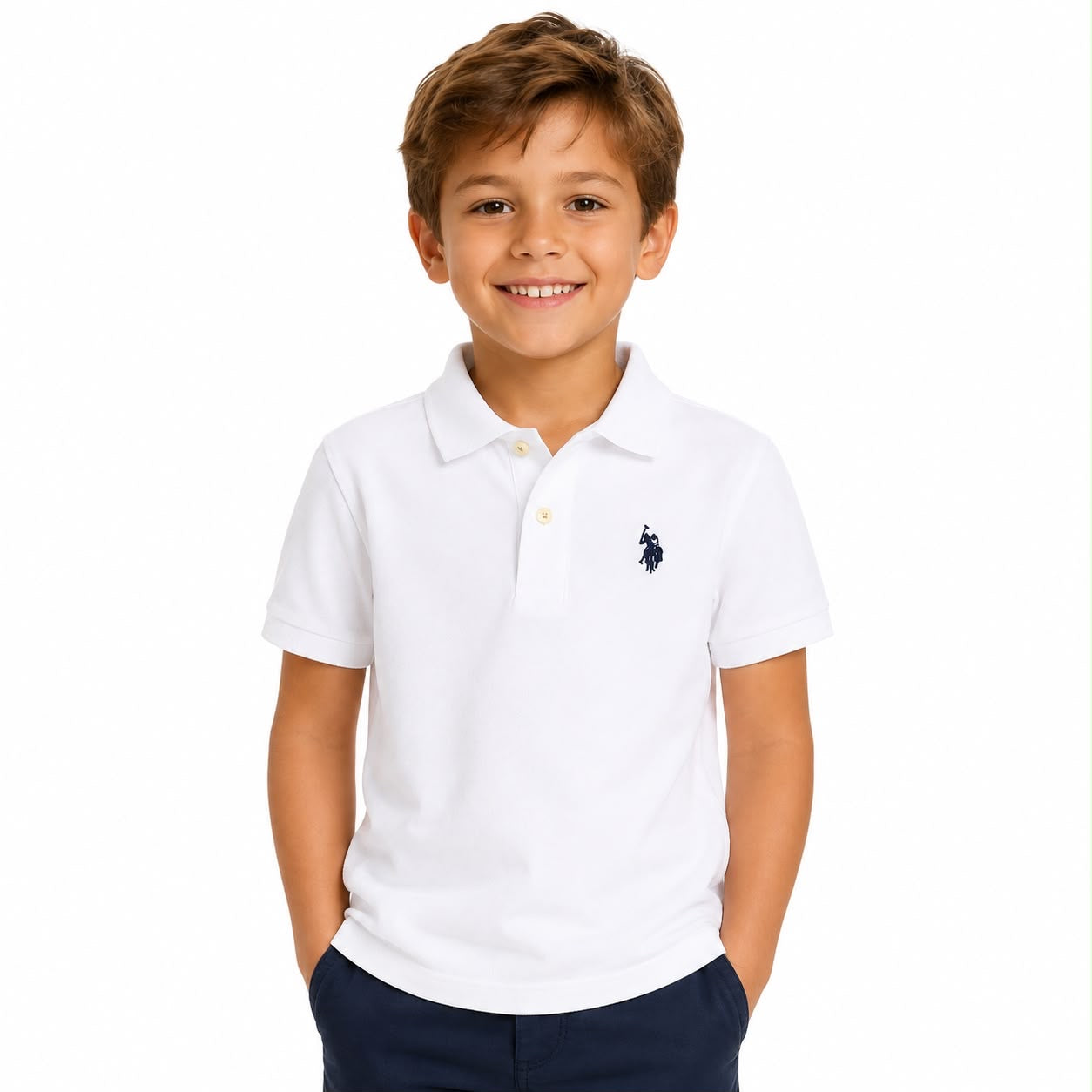 U.S Polo Assn Boys Texture Double Horsemen Polo Shirt
