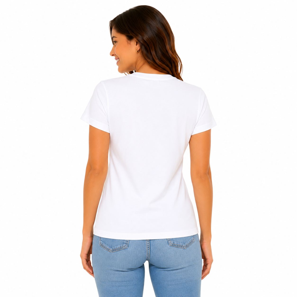 Calvin Klein T-shirt White jeans with a framed turquoise logo graphic Women’s