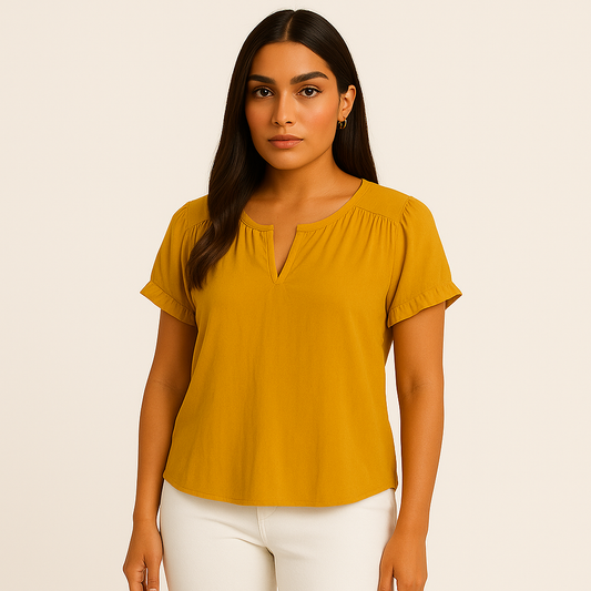 Rose + Olive Women's short-sleeved V-neck blouse