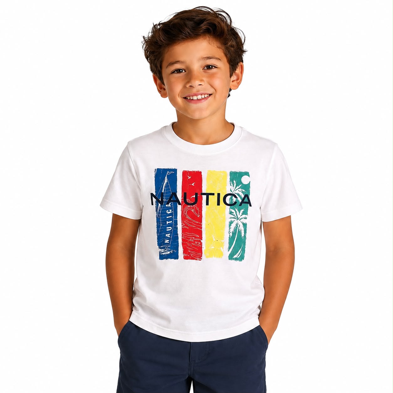 Nautica Boys Tropical Logo T-Shirt