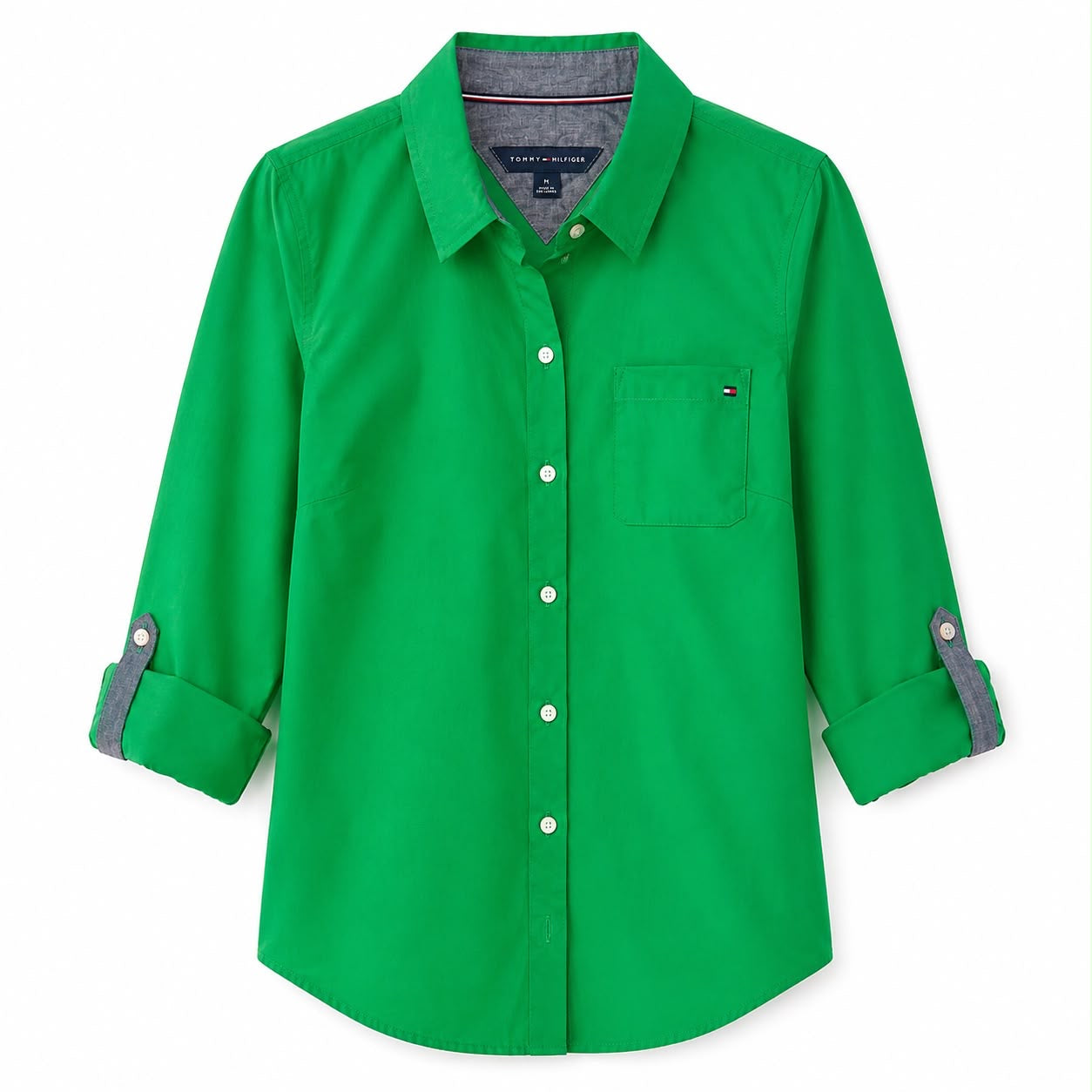 Tommy Hilfiger Women's Cotton Roll-Tab Button-Up Shirt