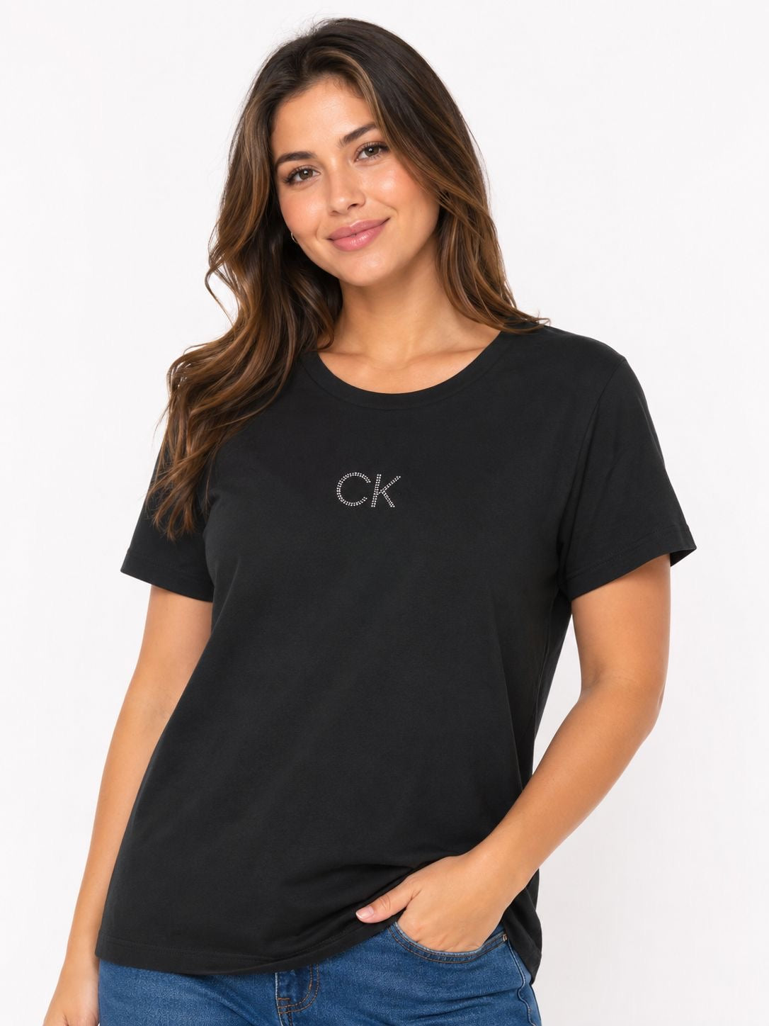 Calvin Klein black short-sleeved t-shirt for women.