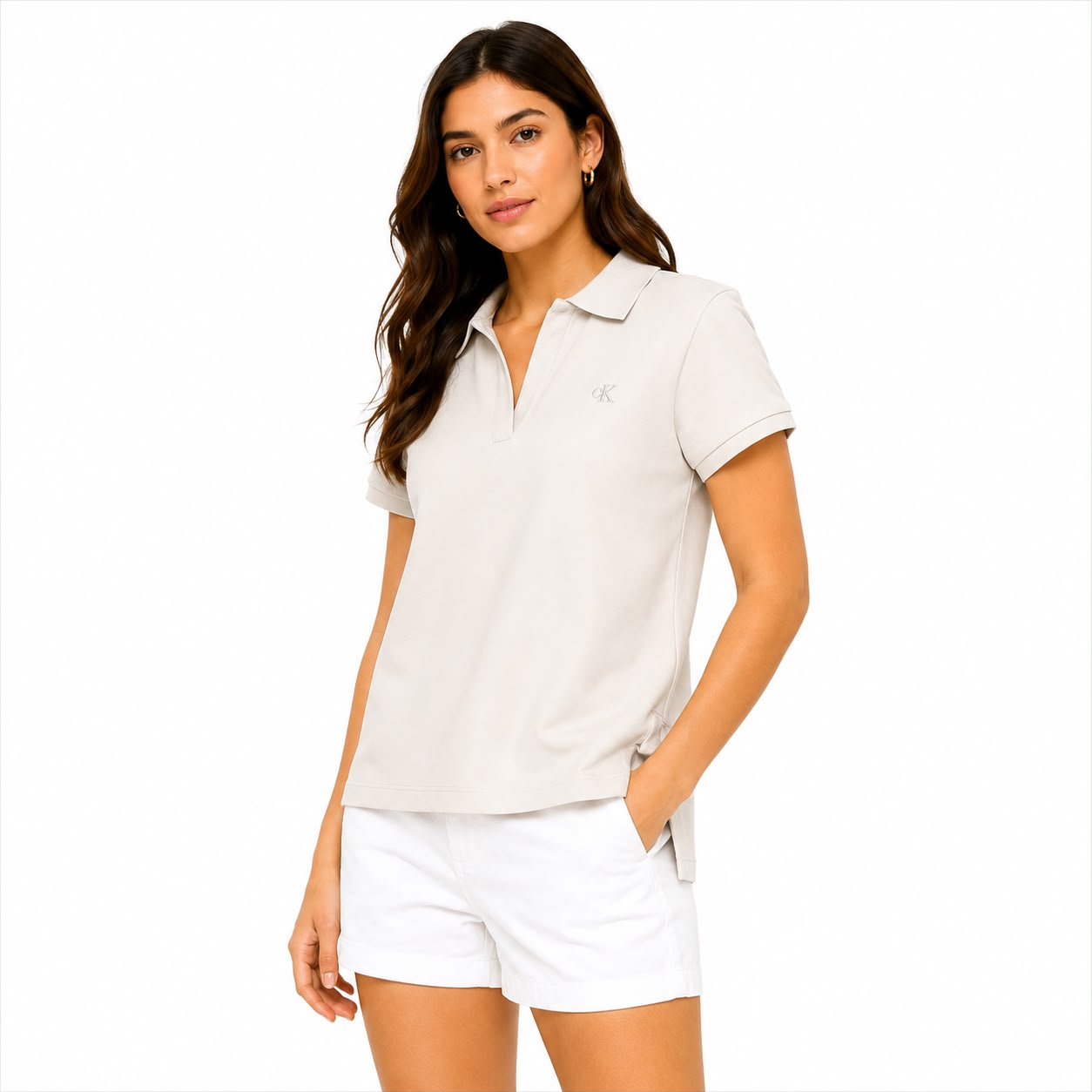 Calvin Klein Jeans polo shirt stands out for its natural white color