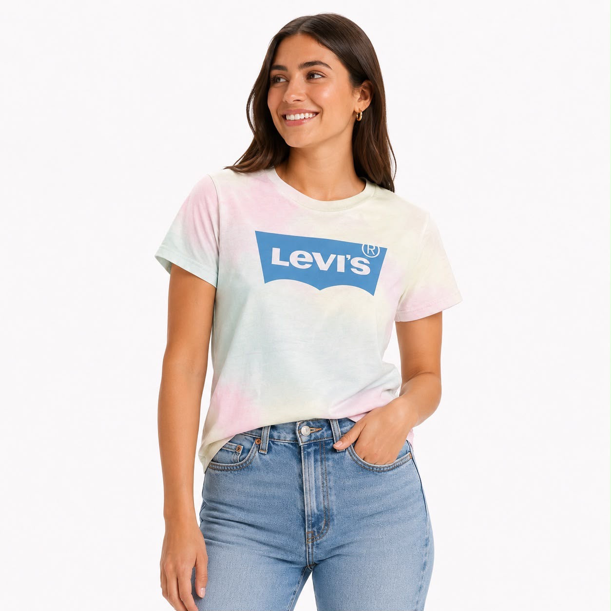Levi's The Perfect Tee t-shirt stands out for its tie-dye design in pastel tones