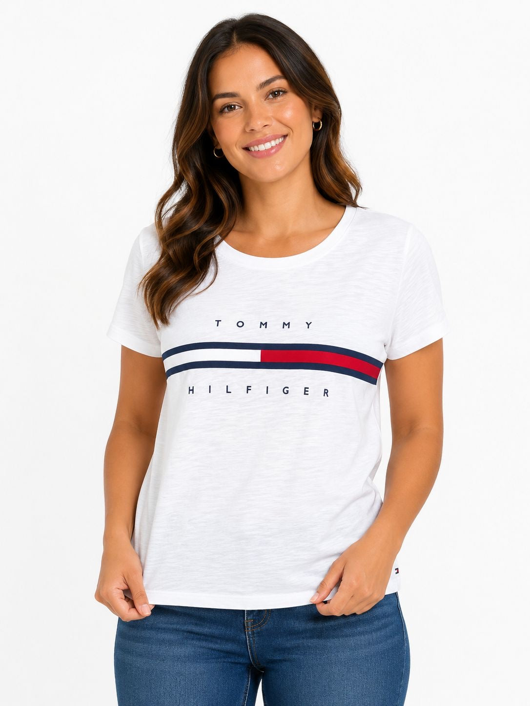 TOMMY HILFIGER-Classic white t-shirt for women