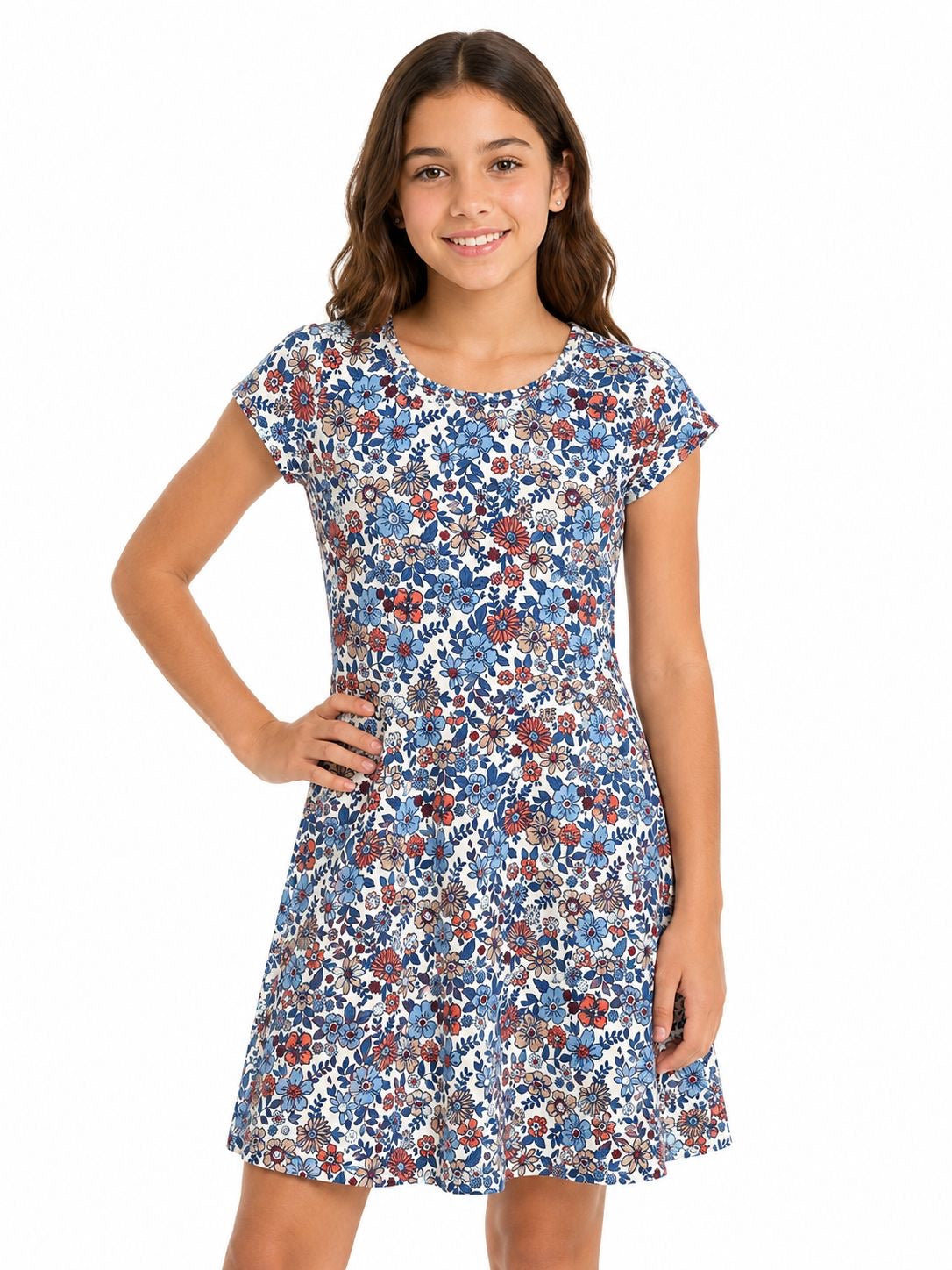 Lily Bleu-Short-sleeved dress with a floral print