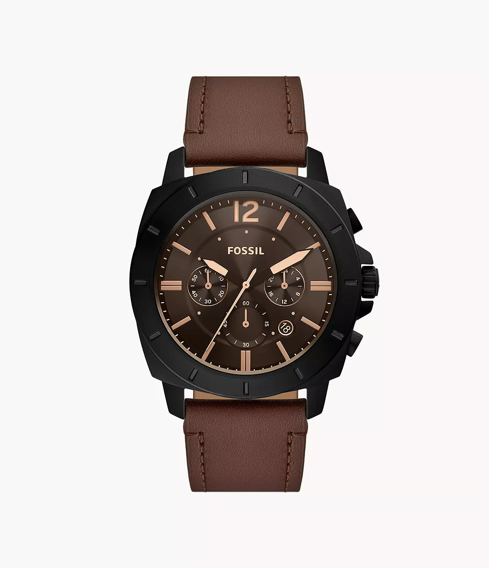 Fossil Privateer Chronograph Dark Brown Leather Watch