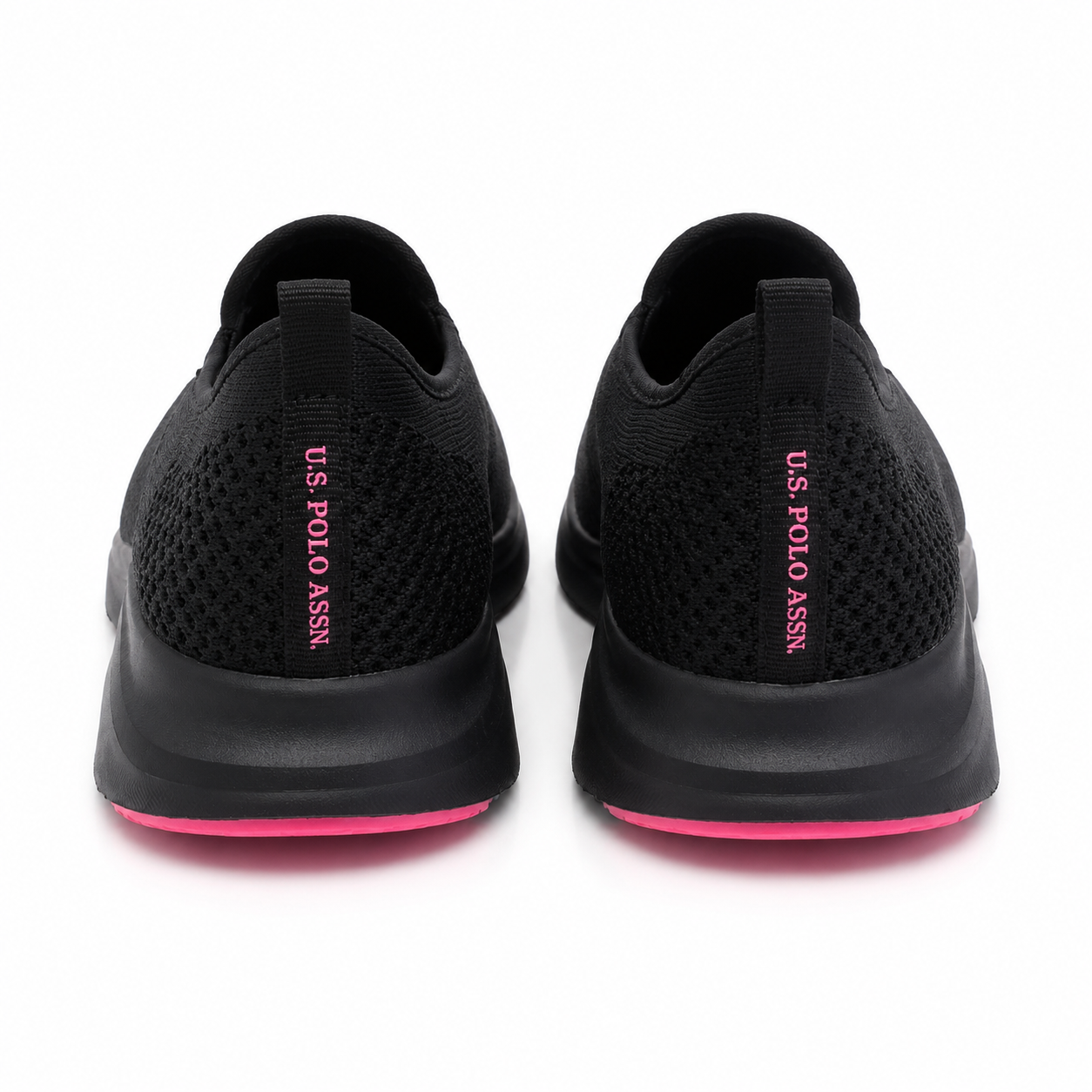 Us Polo Assn Women's sneakers from the brand in black with pink details.