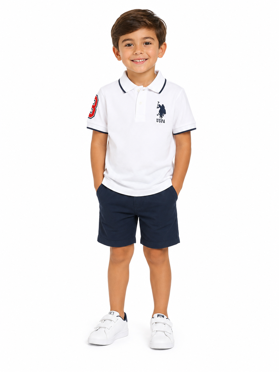 US Polo Assn Boys Multicolor Logo Solid Pique Polo Shirt