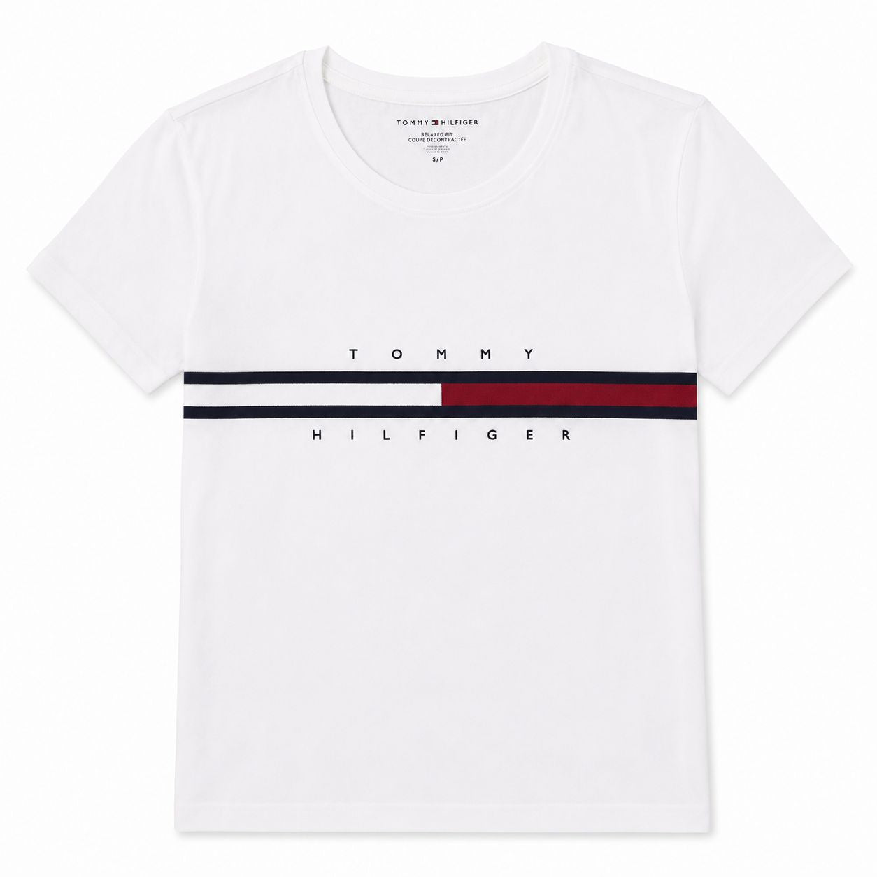 Tommy Hilfiger-Embroidered Flag Stripe Logo T-Shirt