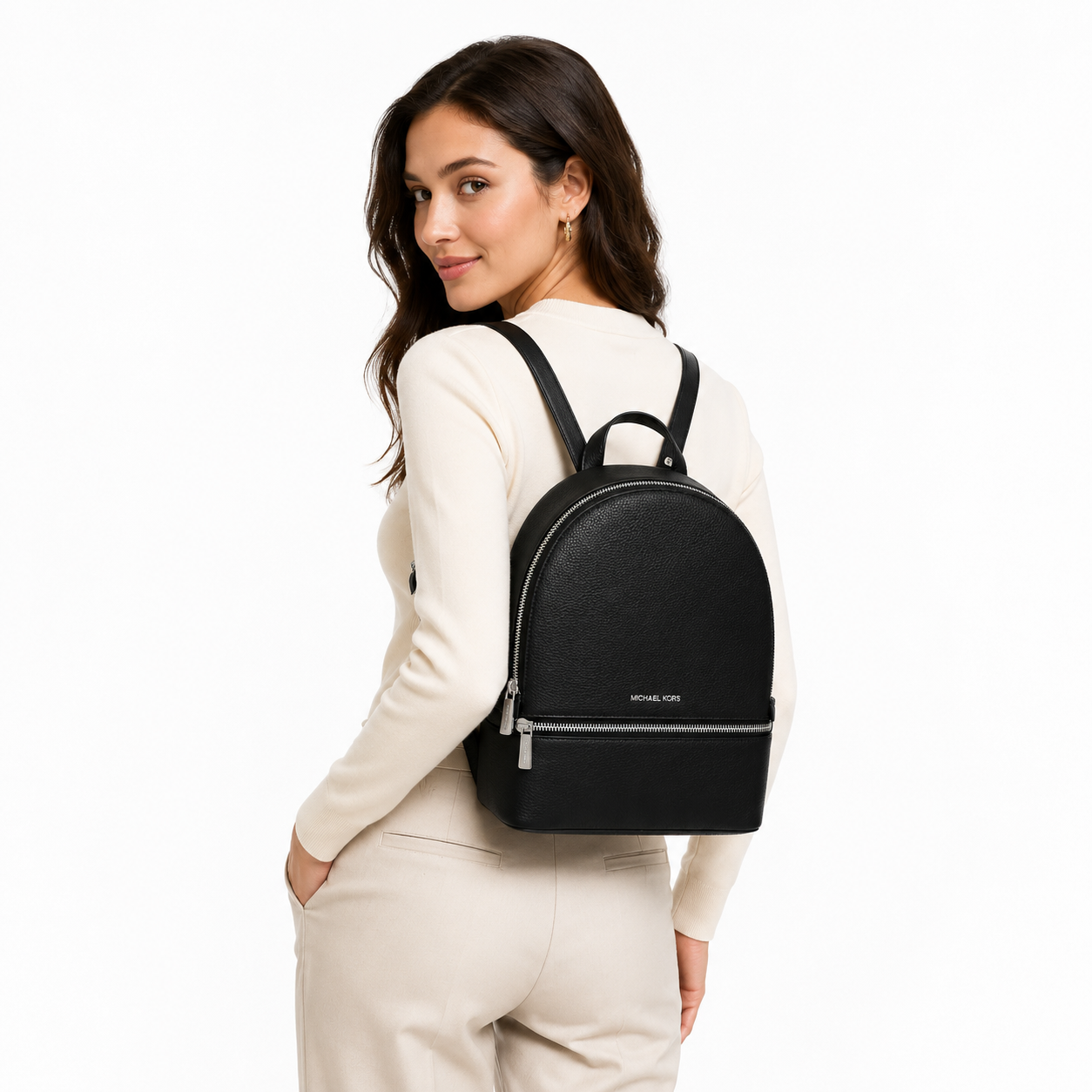 Michael Kors Rhea Medium Pebbled Leather Backpack