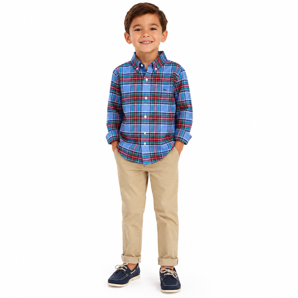 Vineyard Vines brand checkered button shirt.